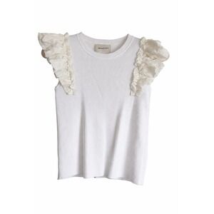 Industry Ribbed Knit Ruffle Cap Sleeve Top | Size Small | NWT | MSRP $78